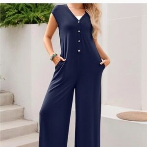 Stylish Navy Sleeveless Jumpsuit